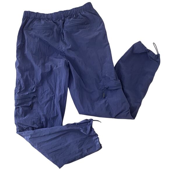RAINS Unisex Cargo Rain Pants Navy Blue Windbreaker Outdoor Gorpcore Techwear L - Picture 1 of 11
